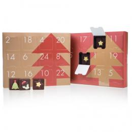 Tisch Adventskalender Tricolor - Zartbitterschokol - Mit 24 weihnachtlichen Schokoladentäfelchen